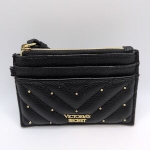 VICTORIA'S SECRET ID CARD CASE HOLDER  Zip Wallet - NWOT Black Ships For Free